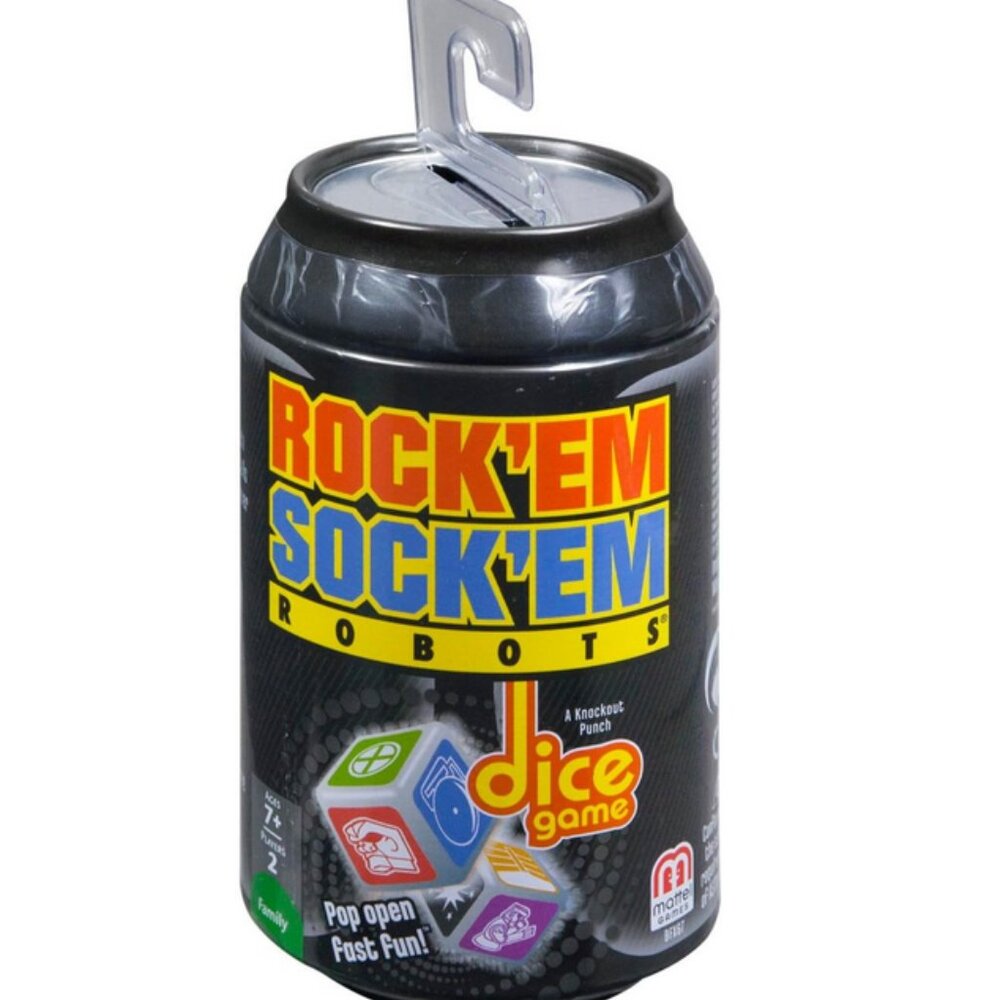 Rock'em Sock'em Dice Game In A Can Mattel Games Portable Travel Game SEALED